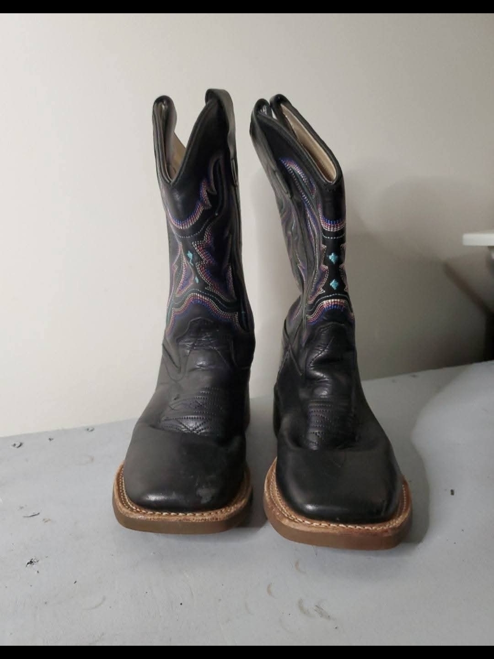 Black Leather Western Cowboy Boots